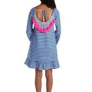 Philosophy Cobalt, Whte Stripe Beaded Fringe Dress